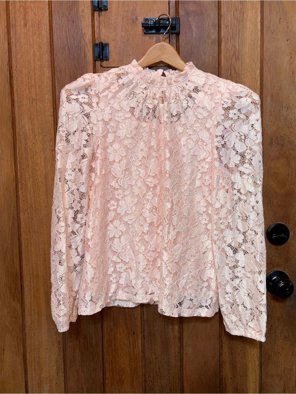 Women's Lace Long-Sleeve Blouse - Blush Pink